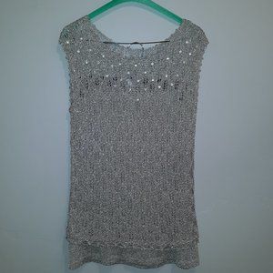 Vintage with shiny beads and silvery thread mini skirt set Christmas New Year's